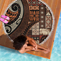 Vintage Samoa Siapo Mamanu Beach Blanket Brown Samoan Tapa Motif - Polynesian Pride