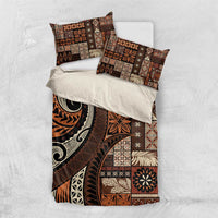 Vintage Samoa Siapo Mamanu Bedding Set Brown Samoan Tapa Motif - Polynesian Pride