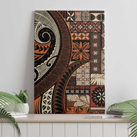 Vintage Samoa Siapo Mamanu Canvas Wall Art Brown Samoan Tapa Motif - Polynesian Pride