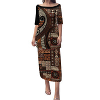 Vintage Samoa Siapo Mamanu Puletasi Brown Samoan Tapa Motif - Polynesian Pride