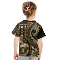 Vintage Samoa Siapo Mamanu Kid T Shirt Gold Samoan Tapa Motif - Polynesian Pride