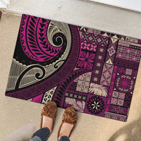 Vintage Samoa Siapo Mamanu Rubber Doormat Pink Samoan Tapa Motif - Polynesian Pride