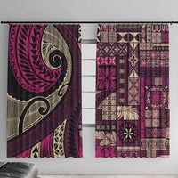 Vintage Samoa Siapo Mamanu Window Curtain Pink Samoan Tapa Motif - Polynesian Pride