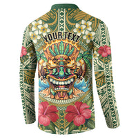 Hawaii Tiki Mask Personalized Button Sweatshirt Mele Kalikimaka i Iulai! LT9 - Polynesian Pride