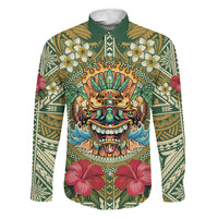 Hawaii Tiki Mask Personalized Family Matching Off Shoulder Short Dress and Hawaiian Shirt Mele Kalikimaka i Iulai! LT9 Daughter's Dress Green - Polynesian Pride