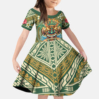 Hawaii Tiki Mask Personalized Family Matching Summer Maxi Dress and Hawaiian Shirt Mele Kalikimaka i Iulai!