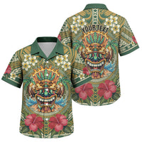 Hawaii Tiki Mask Personalized Family Matching Summer Maxi Dress and Hawaiian Shirt Mele Kalikimaka i Iulai! LT9 Son's Shirt Green - Polynesian Pride