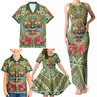 Hawaii Tiki Mask Personalized Family Matching Tank Maxi Dress and Hawaiian Shirt Mele Kalikimaka i Iulai! LT9 - Polynesian Pride