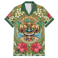 Hawaii Tiki Mask Personalized Hawaiian Shirt Mele Kalikimaka i Iulai! LT9 Green - Polynesian Pride