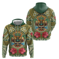 Hawaii Tiki Mask Personalized Hoodie Mele Kalikimaka i Iulai! LT9 - Polynesian Pride