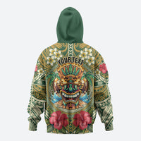 Hawaii Tiki Mask Personalized Hoodie Mele Kalikimaka i Iulai! LT9 - Polynesian Pride