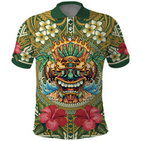 Hawaii Tiki Mask Personalized Polo Shirt Mele Kalikimaka i Iulai! LT9 Green - Polynesian Pride
