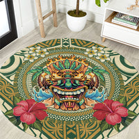 Hawaii Tiki Mask Round Carpet Mele Kalikimaka i Iulai!