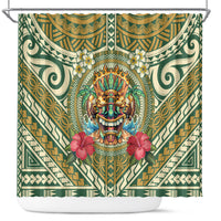 Hawaii Tiki Mask Shower Curtain Mele Kalikimaka i Iulai!