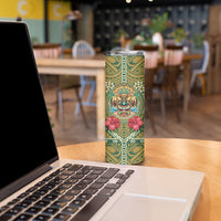 Hawaii Tiki Mask Personalized Skinny Tumbler Mele Kalikimaka i Iulai!