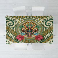Hawaii Tiki Mask Tablecloth Mele Kalikimaka i Iulai! LT9 Green - Polynesian Pride