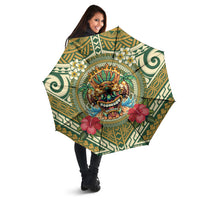 Hawaii Tiki Mask Umbrella Mele Kalikimaka i Iulai!