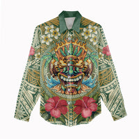 Hawaii Tiki Mask Personalized Women Casual Shirt Mele Kalikimaka i Iulai!
