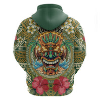 Hawaii Tiki Mask Personalized Zip Hoodie Mele Kalikimaka i Iulai! LT9 - Polynesian Pride
