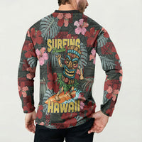 Hawaii Tiki Surfing Button Sweatshirt Mele Kalikimaka i Iulai!