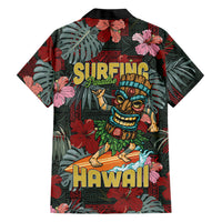 Hawaii Tiki Surfing Family Matching Off The Shoulder Long Sleeve Dress and Hawaiian Shirt Mele Kalikimaka i Iulai! LT9 Dad's Shirt - Long Sleeve Black - Polynesian Pride