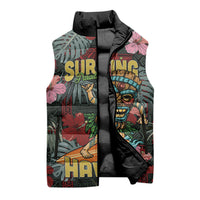 Hawaii Tiki Surfing Sleeveless Puffer Jacket Mele Kalikimaka i Iulai!