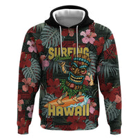 Hawaii Tiki Surfing Zip Hoodie Mele Kalikimaka i Iulai! LT9 Pullover Hoodie Black - Polynesian Pride