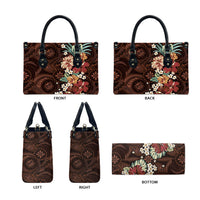 Kanoa Hawai'i Hibiscus Leather Bag Polynesian Tribal Tattoo Pattern Floral Elements