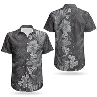Pauli Hawai'i Hibiscus Couples Matching Off The Shoulder Long Sleeve Dress and Hawaiian Shirt Polynesian Tribal Tattoo Pattern Floral Elements LT9 - Polynesian Pride