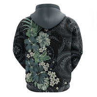 Pauliuli Hawai'i Hibiscus Hoodie Polynesian Tribal Tattoo Pattern Floral Elements
