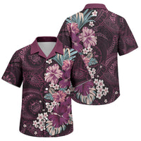 Poni Mama Hawai'i Hibiscus Family Matching Puletasi and Hawaiian Shirt Polynesian Tribal Tattoo Pattern Floral Elements