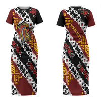 Personalised Papua New Guinea Bird Drum Couples Matching Short Sleeve Bodycon Dress and Hawaiian Shirt Papuan Batik Motif LT9 - Polynesian Pride