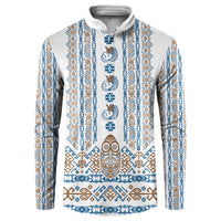 Personalised Papua New Guinea Bird Ethnic Button Sweatshirt Papuan Batik Inspired Pattern