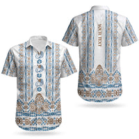 Personalised Papua New Guinea Bird Ethnic Couples Matching Off The Shoulder Long Sleeve Dress and Hawaiian Shirt Papuan Batik Inspired Pattern LT9 - Polynesian Pride