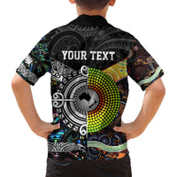 New Zealand and Australia Family Matching Puletasi and Hawaiian Shirt Maori Mix Aboriginal Art Style