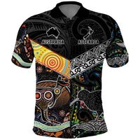 New Zealand and Australia Polo Shirt Maori Mix Aboriginal Art Style