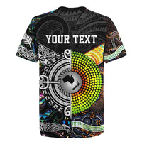 Personalised New Zealand and Australia Rugby Jersey Maori Mix Aboriginal Art Style LT9 - Polynesian Pride