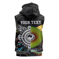 Australia New Zealand Personalised Sleeveless Hoodie Maori Aboriginal Art Style - Polynesian Pride