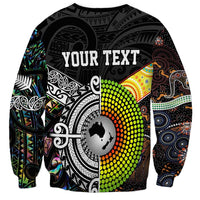 Personalised New Zealand and Australia Sweatshirt Maori Mix Aboriginal Art Style LT9 - Polynesian Pride
