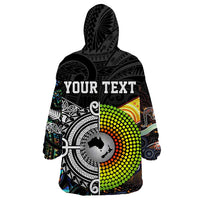New Zealand and Australia Wearable Blanket Hoodie Maori Mix Aboriginal Art Style