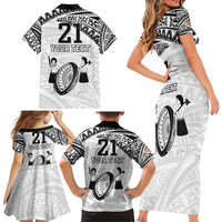 Custom Fiji Rugby Pacific Family Matching Short Sleeve Bodycon Dress and Hawaiian Shirt Polynesian Palm Tattoo