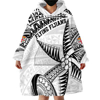 Custom Fiji Rugby Pacific Wearable Blanket Hoodie Polynesian Palm Tattoo