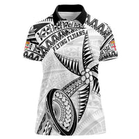 Custom Fiji Rugby Pacific Women Polo Shirt Polynesian Palm Tattoo LT9 Female White - Polynesian Pride