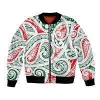 New Zealand Kowhaiwhai Christmas Bomber Jacket Traditional Maori Koru Pattern LT9 Unisex White - Polynesian Pride