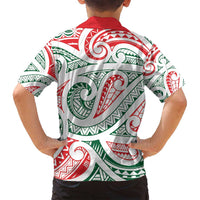 New Zealand Kowhaiwhai Christmas Family Matching Off Shoulder Maxi Dress and Hawaiian Shirt Traditional Maori Koru Pattern - Polynesian Pride