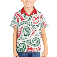 New Zealand Kowhaiwhai Christmas Family Matching Off Shoulder Maxi Dress and Hawaiian Shirt Traditional Maori Koru Pattern - Polynesian Pride