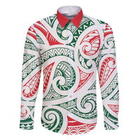 New Zealand Kowhaiwhai Christmas Family Matching Off Shoulder Short Dress and Hawaiian Shirt Traditional Maori Koru Pattern - Polynesian Pride