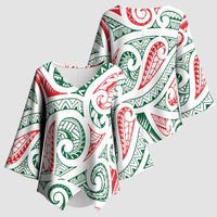 New Zealand Kowhaiwhai Christmas Kimono Sleeve Blouse Traditional Maori Koru Pattern - Polynesian Pride