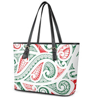 New Zealand Kowhaiwhai Christmas Leather Tote Bag Traditional Maori Koru Pattern - Polynesian Pride
