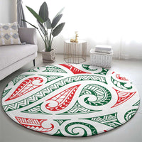 New Zealand Kowhaiwhai Christmas Round Carpet Traditional Maori Koru Pattern - Polynesian Pride